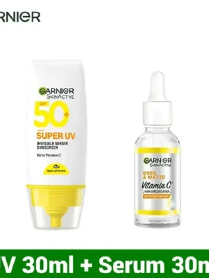 Garnier Even & Matte Day Routine Go-Pack ; Day Serum 30ml+ Super UV Spf 50 Serum 30ml